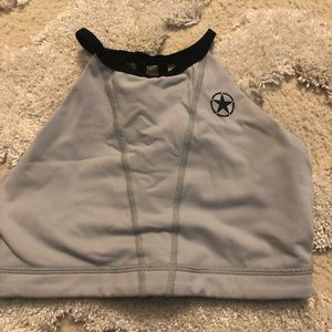 High neck Savage barbell gray sports bra -size xs